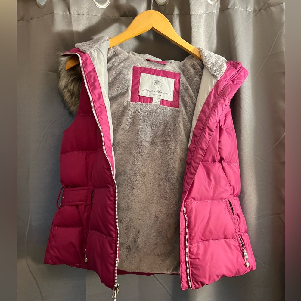 Eddie Bauer Puffer Vest Pink Fur
